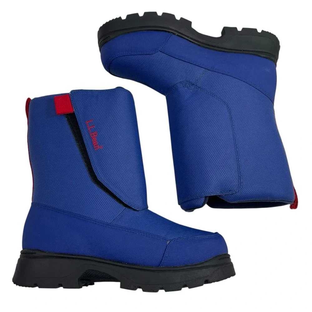 NEW L.L. Bean Winter Boots Big Kids Size 6 Blue Red Hook Loop Closure Waterproof
